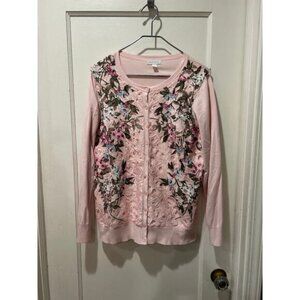 Charter club size 2X pink lace pattern cardigan sweater